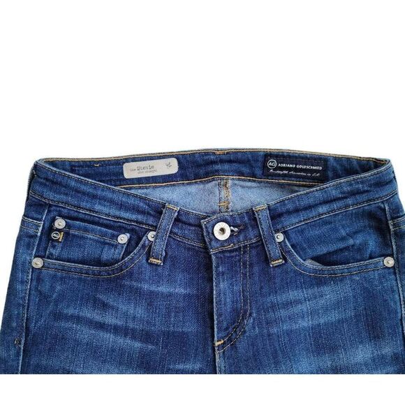 AG The Stevie Slim Straight Semi-Dark Wash Whiskering Denim Jeans Size 24R - Picture 6 of 12